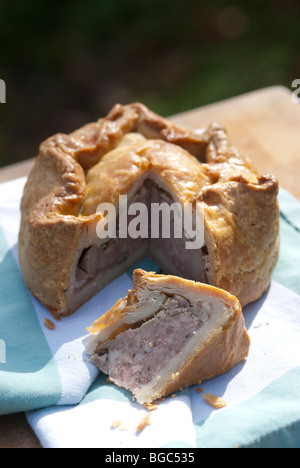 Traditional hand made pork pie Stock Photo