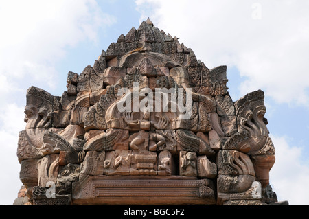 Thailand; Isaan; Buriram Province; Relief Carving at Prasat Hin Khao Phanom Rung Temple Stock Photo