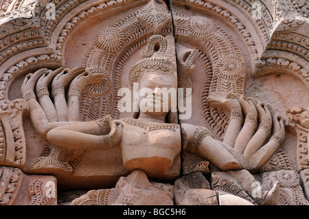 Thailand; Isaan; Buriram Province; Detail of Relief Carving at  Prasat Hin Khao Phanom Rung Temple Stock Photo