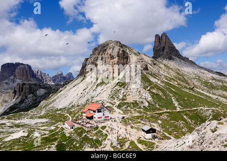 Three Peaks Cabin, Sextnerstein, Alta Pusteria, Sexten Dolomites, South Tyrol, Italy, Europe Stock Photo