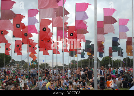 Atmosphere at Glastonbury festival Stock Photo