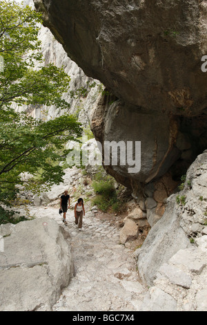 Climbers in Velika Paklenica Canyon, Paklenica National Park, Velebit Mountains, Dalmatia, Croatia, Europe Stock Photo