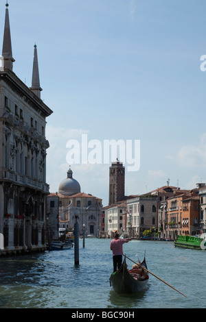 A view of the Grand Canal from Venice, Italy. Featuring a Gondola and a Alilaguna hydrofoil (mostoscafo) Stock Photo