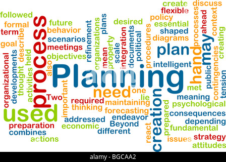 Word cloud concept illustration of planning process Stock Photo