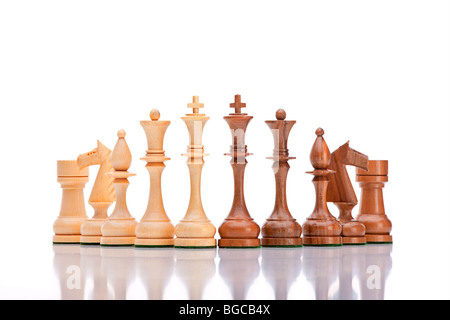 chess - black and white chess pieces isolated on white background Stock Photo