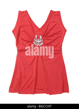 Red fancy sleeveless shirt isolated on white background Stock Photo