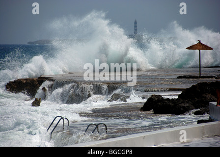 Storm on Minorcan coast, S'Algar Stock Photo