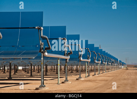 Solar Power Facility with Parabolic Mirrors Stock Photo