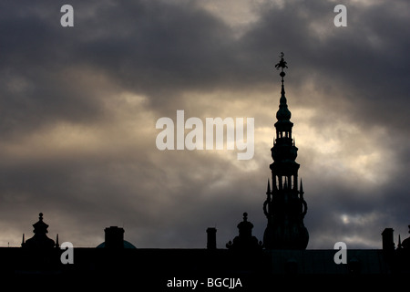 Silhouette of the Kronborg Castle in Helsingør (in English also known as Elsinore) on the island of Zealand Denmark Stock Photo