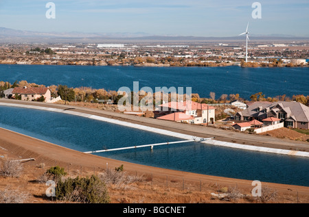 The California Aqueduct at Aerospace Valley outside of Los Angeles Stock Photo