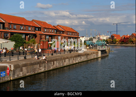 Bristol City docks and modern town house, England Stock Photo