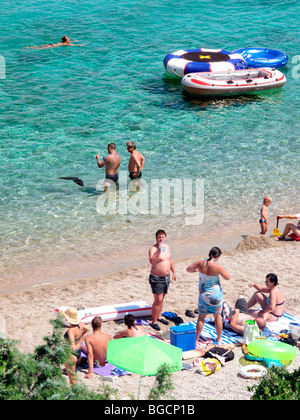 Croatia Adriatic coast. Pebbled beach in Divna bay. Peljesac Peninsula. Stock Photo