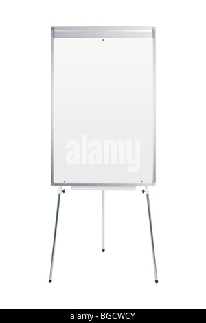 Blank whiteboard and flipchart isolated on white - insert own message Stock Photo