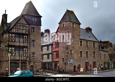 Colourful half-timbered houses at Tréguier, Côtes-d'Armor, Brittany, France Stock Photo