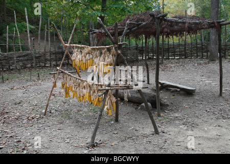 Native American Monacan Indian village in Natural Bridge Virginia  North America historical lifestyle nobody horizontal in USA US hi-res Stock Photo