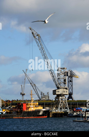 cranes at falmouth docks, cornwall, uk Stock Photo