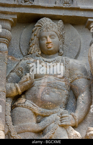 Ajanta India. Cave 19 temple carved from basalt rock. carving from ...