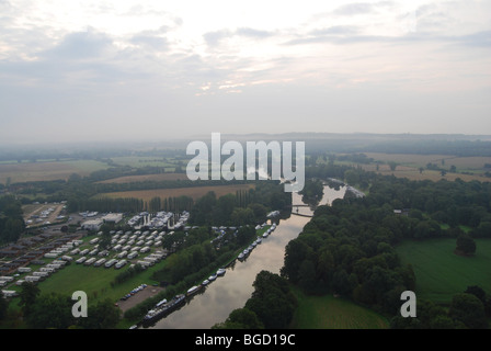 Aerial view of the River Thames, Hurley, England