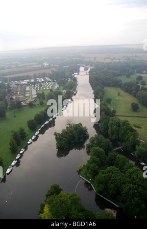Aerial view of the River Thames, Hurley, England