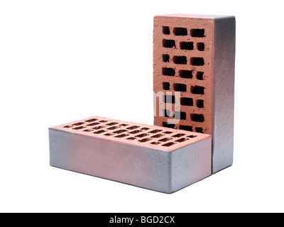 Two clinker bricks shot on white background Stock Photo