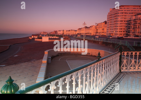 Hove sea front as viewed from Brighton Bandstand of 'The Bird Cage' as it is referred to locally during sun rise Stock Photo