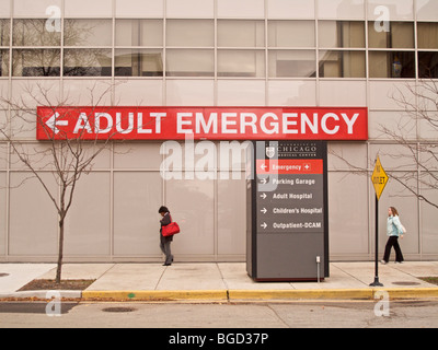Emergency room sign. Chicago, Illinois. Stock Photo