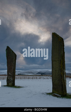 The Standing Stones of Stenness Mainland Orkney, Highland Scotland. UK   SCO 5627 Stock Photo