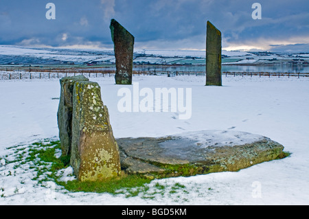 The Standing Stones of Stenness Mainland Orkney, Highland Scotland. UK  SCO 5629 Stock Photo