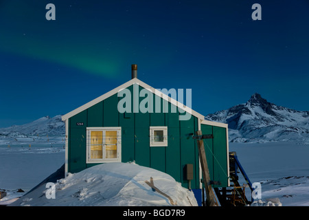 Aurora Borealis or Northern Polar Lights, Tasiilaq, E. Greenland Stock Photo