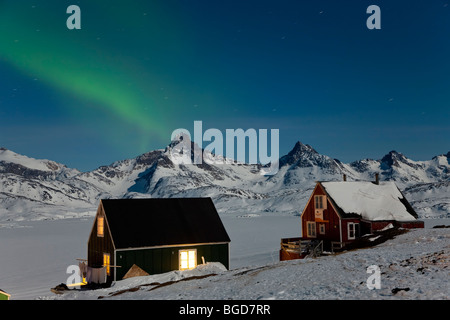 Aurora Borealis or Northern Polar Lights, Tasiilaq, E. Greenland Stock Photo