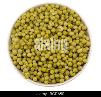 Plate of Green Peas isolated over white background Stock Photo