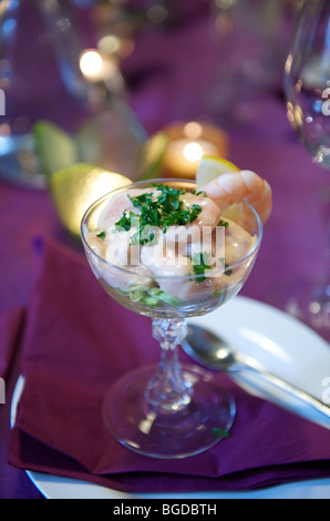 1980's classic meal starter prawn cocktail in a glass Stock Photo