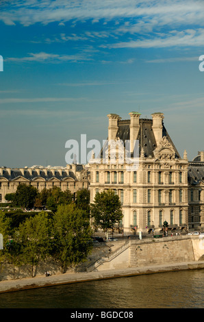 The Louvre Museum or Louvre Palace & River Seine from the Roof Terrace of the Quai d'Orsay Museum, Paris, France Stock Photo