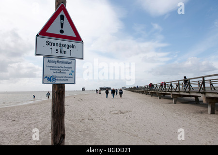 Pier of St. Peter-Ording over the flooded beach, North Sea, North Frisia, North Germany, Germany, Europe Stock Photo