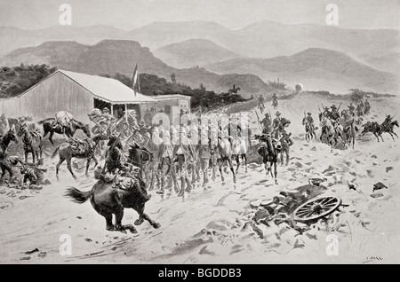 The first halt of British prisoners on their way to a prison camp in Pretoria, South Africa, during the second Boer War. Stock Photo