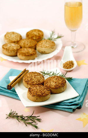 Christmas sweet made from flour, almond and lard. (Mantecados) Recipe available. Stock Photo