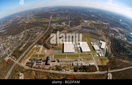 Aerial photo, industrial area Ewald, former Zeche Ewald mine, Horizontobservatorium horizon observatorium, Halde Ewald dump, Ha Stock Photo