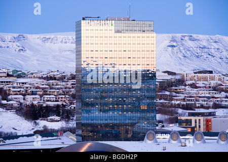 'Turninn' office building with Deloitte headquarters in Iceland. Kopavogur, Greater Reykjavik area, Iceland. Stock Photo