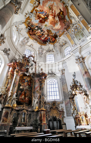 Side altar, Basilica of the Benedictine Abbey in Ottobeuren, Bavaria, Germany, Europe Stock Photo