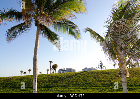 Cyclist, South Pointe Park, Miami South Beach, Florida, USA Stock Photo