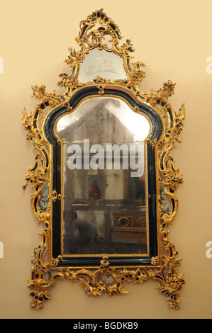 Elegant renaissance gilt gilded framed mirror in Poldi Pezzoli Museum Milan Italy Museo Poldi Pezzoli Milano Italia Stock Photo