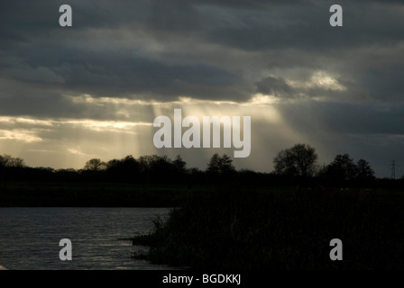 Rays of light on river Stock Photo