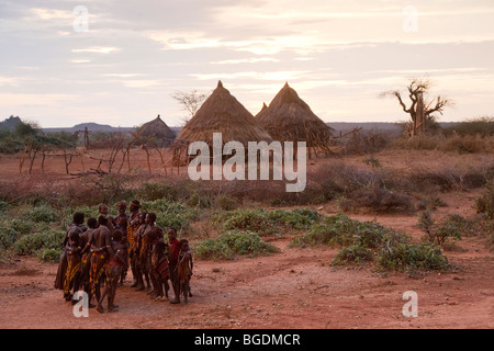 Hamer Dancers, Omo Valley, Ethiopia Stock Photo