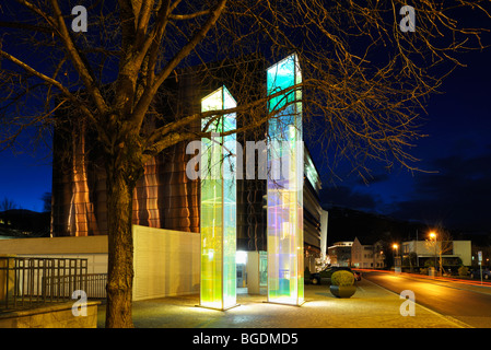 Two Light Prisms of Hans Mack in front of Syncoma Building Stock Photo