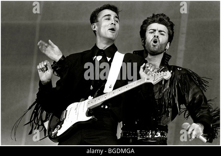 ANDREW RIDGELEY AND GEORGE MICHAEL - WHAM LAST CONCERT BY WHAM, WEMBLEY STADIUM, LONDON, BRITAIN ON 28 JUN 1986 Stock Photo