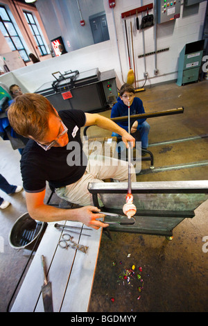 Glass making activity at the Corning Museum of Glass in Corning, New York Stock Photo