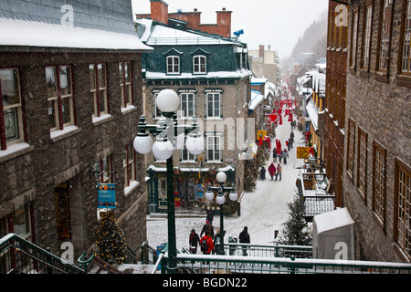 Rue du Petit Champlain in lower Old Quebec City, Canada Stock Photo