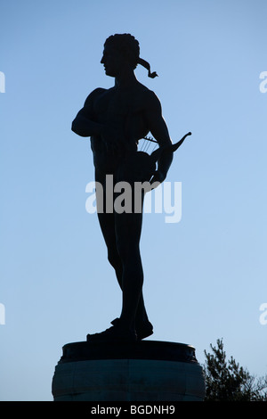 Bronze statue titled Orpheus With The Awkward Foot, on grounds of Fort McHenry, Baltimore, Maryland Stock Photo