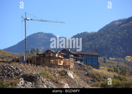 New home under construction in Steamboat Springs Colorado USA Stock Photo