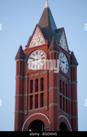 Jefferson County Courthouse with clock tower  in early evening light on Washington Street, Port Townsend, Washington, USA.